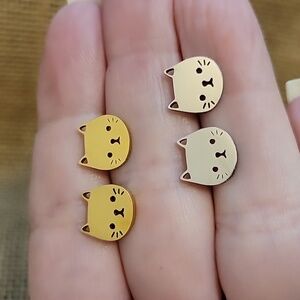CAT STUD EARRINGS, Choice of Color